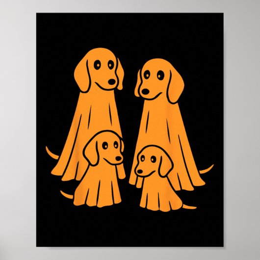 Teckel Halloween Ghost Family Funny Dog Lover Poster (Voorkant)