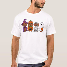 Teckel Halloween Heks Pompoen Mummy Ghost T-shirt