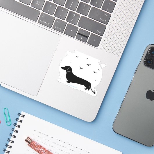 Teckel Halloween Kostuum Mijn Teckel Is Mijn Bo Sticker (Laptop met iPhone)