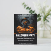 Teckel Halloween Party Uitnodiging Briefkaart (Staand voorkant)