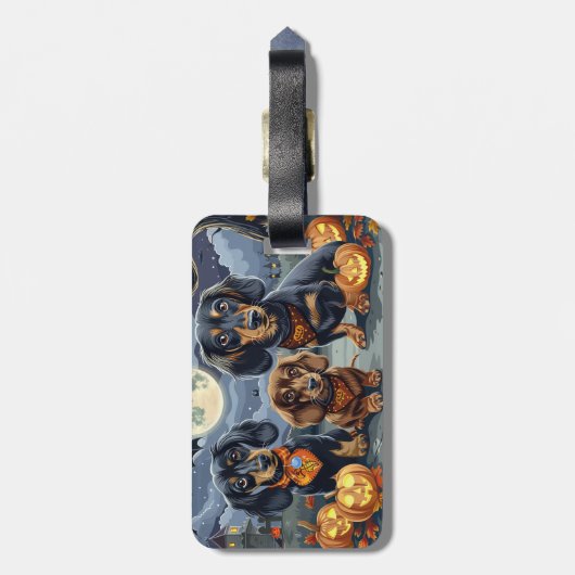 Teckel Halloween Spooky Bagagelabel (Achterkant verticaal)