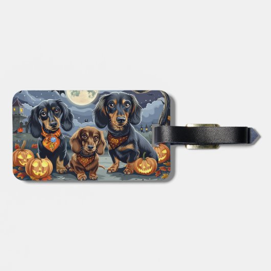 Teckel Halloween Spooky Bagagelabel (Achterkant horizontaal)