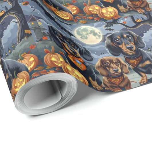 Teckel Halloween Spooky Cadeaupapier (Rol Hoek)