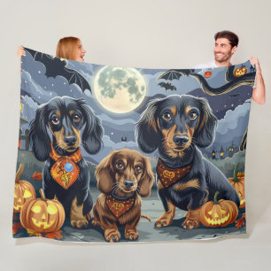 Teckel Halloween Spooky Fleece Deken