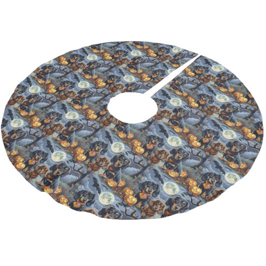 Teckel Halloween Spooky Kerstboom Rok (Gekanteld)