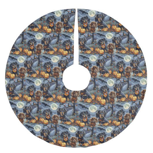 Teckel Halloween Spooky Kerstboom Rok (Voorkant)