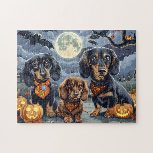 Teckel Halloween Spooky Legpuzzel (Horizontaal)