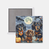 Teckel Halloween Spooky Magneet (Voorkant / Achterkant)