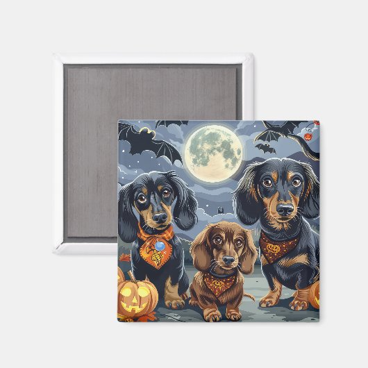 Teckel Halloween Spooky Magneet (Voorkant / Achterkant)