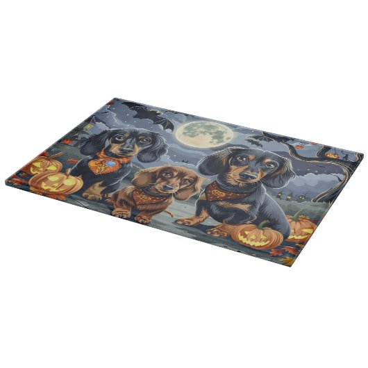 Teckel Halloween Spooky Snijplank (Hoek)