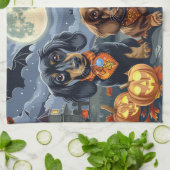 Teckel Halloween Spooky Theedoek (Gevouwen)