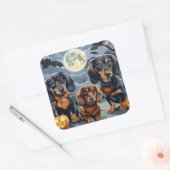 Teckel Halloween Spooky Vierkante Sticker (Envelop)