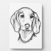 teckel handgetekende schets zwart wit puppy hond fotoplaat (voorkant)