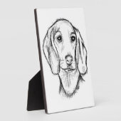 teckel handgetekende schets zwart wit puppy hond fotoplaat (Zijkant)