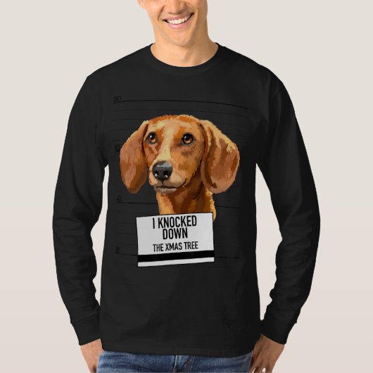 Teckel heeft kerstboom neergehaald t-shirt (Voorkant)