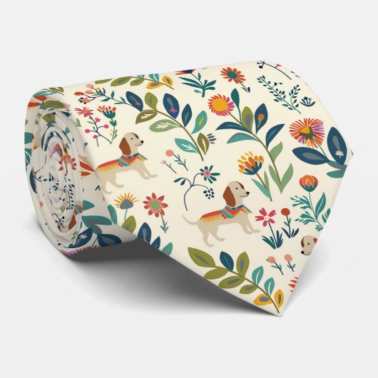 Teckel heldere kleur stropdas (Opgerold)