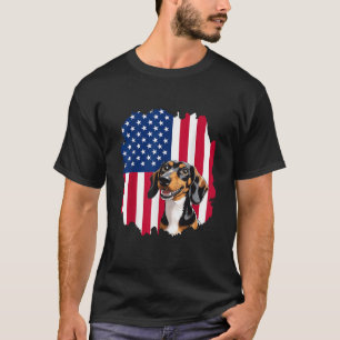 Teckel Hond Amerikaanse Vlag Patriottisch 4 juli T-shirt