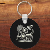 Teckel Hond Badminton Speler Shuttle Mannen Vrouwe Sleutelhanger (Voorkant)