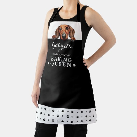 Teckel Hond Bakken Koningin Zwart Wit Custom Schort (Insitu)