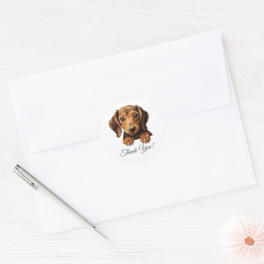 teckel hond dank u ronde sticker (Envelop)