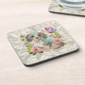 Teckel hond - Doxie -kleurrijk mozaïek Bier Onderzetter (Linkerzijde)