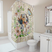 Teckel hond - Doxie -kleurrijk mozaïek Douchegordijn (In situ)