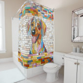 Teckel hond - Doxie -kleurrijk mozaïek Douchegordijn (In situ)