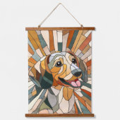 Teckel hond - Doxie -kleurrijk mozaïek Hangend Wandkleed (Voorkant)