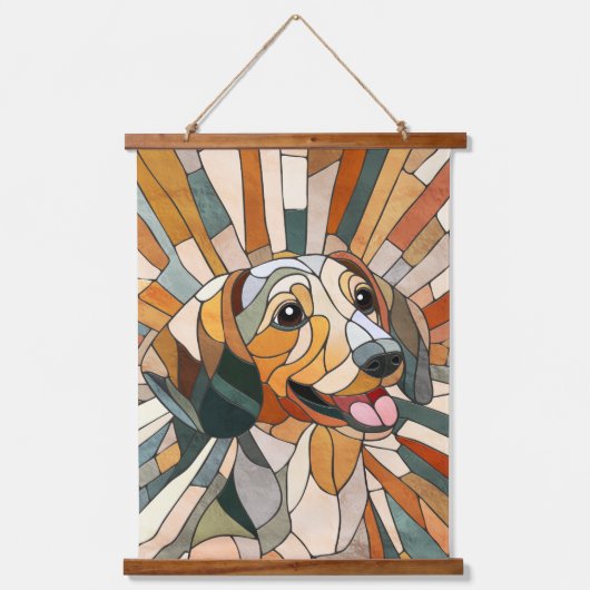 Teckel hond - Doxie -kleurrijk mozaïek Hangend Wandkleed (Voorkant)