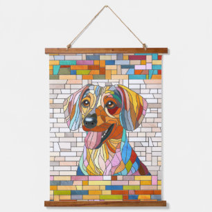 Teckel hond - Doxie -kleurrijk mozaïek Hangend Wandkleed