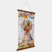 Teckel hond - Doxie -kleurrijk mozaïek Hangend Wandkleed (Gebogen)