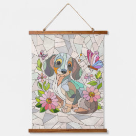 Teckel hond - Doxie -kleurrijk mozaïek Hangend Wandkleed