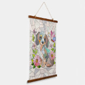 Teckel hond - Doxie -kleurrijk mozaïek Hangend Wandkleed (Gebogen)