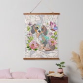 Teckel hond - Doxie -kleurrijk mozaïek Hangend Wandkleed (Slaapkamer)