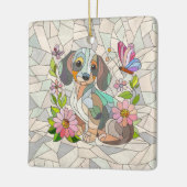 Teckel hond - Doxie -kleurrijk mozaïek Keramisch Ornament (Links)