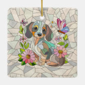 Teckel hond - Doxie -kleurrijk mozaïek Keramisch Ornament (Achterkant)