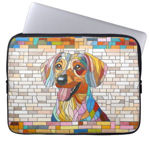 Teckel hond - Doxie -kleurrijk mozaïek Laptop Sleeve