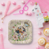 Teckel hond - Doxie -kleurrijk mozaïek Papieren Bordje (Feest)