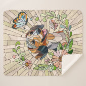 Teckel hond - Doxie -kleurrijk mozaïek Sherpa Deken (Voorkant (horizontaal))