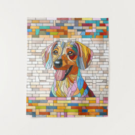 Teckel hond - Doxie -kleurrijk mozaïek Wandkleed