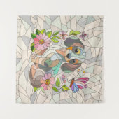 Teckel hond - Doxie -kleurrijk mozaïek Wandkleed (Voorkant (horizontaal))