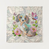 Teckel hond - Doxie -kleurrijk mozaïek Wandkleed (Voorkant)