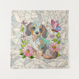 Teckel hond - Doxie -kleurrijk mozaïek Wandkleed