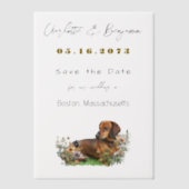 Teckel Hond en Wildflowers Save the Date Vellum Uitnodigingen (Voorkant)