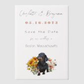 Teckel Hond en Wildflowers Save the Date Vellum Uitnodigingen (Voorkant)