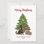 Teckel Hond Familie Kerstmis Feestdagenkaart (Voorkant)