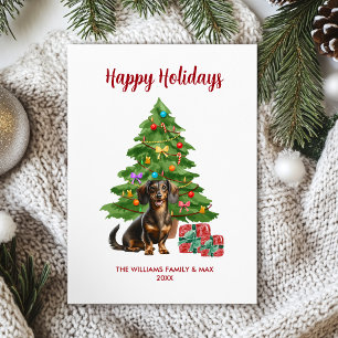 Teckel Hond Familie Kerstmis Feestdagenkaart