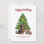 Teckel Hond Familie Kerstmis Feestdagenkaart (Voorkant)