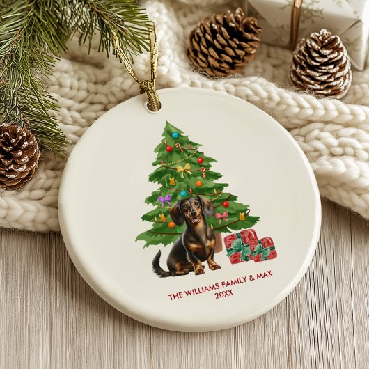 Teckel Hond Gepersonaliseerde Kerst Keramisch Ornament