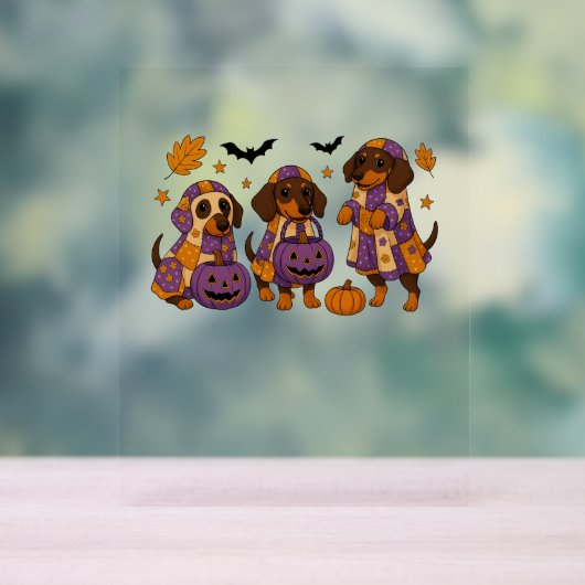 Teckel Hond Ghost Halloween Acryl Bord (Neutraal)
